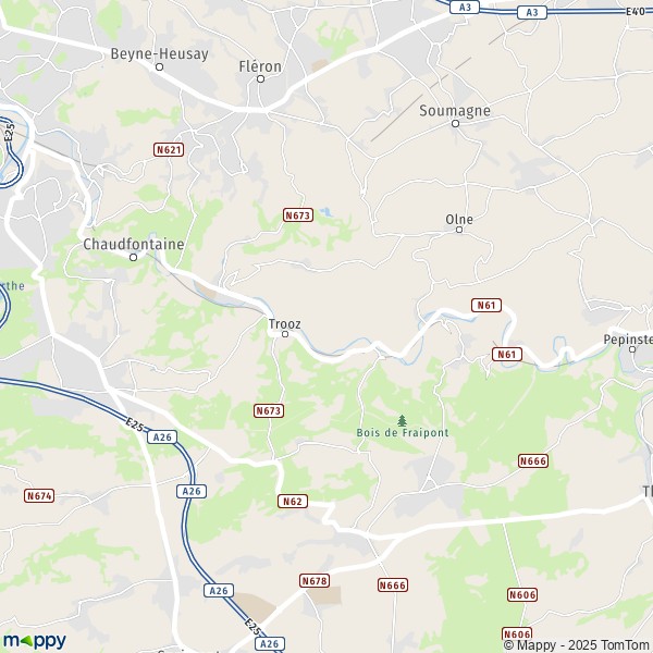De kaart voor de stad 4050-4877 Trooz