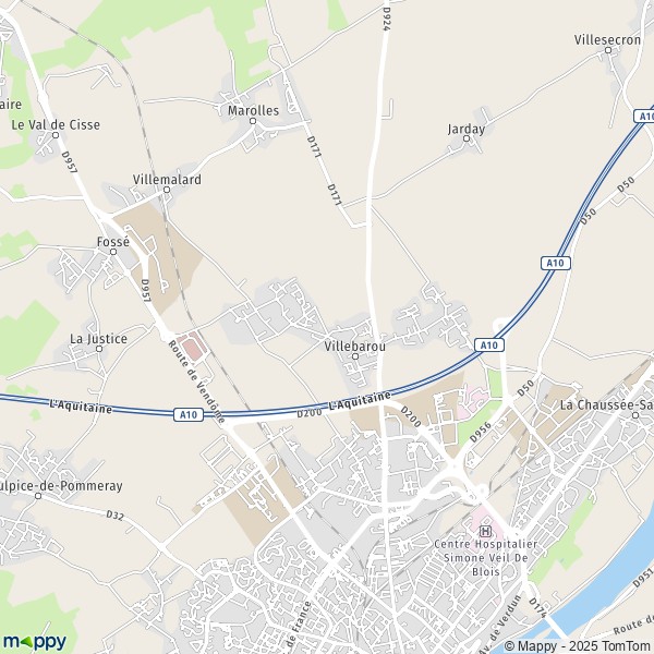 De kaart voor de stad Villebarou 41000