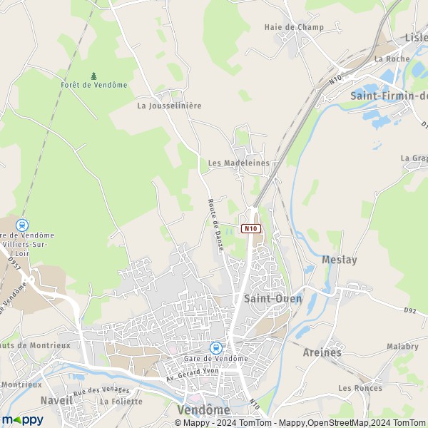 De kaart voor de stad Saint-Ouen 41100