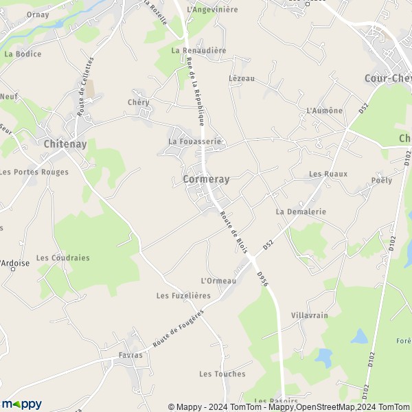 De kaart voor de stad Cormeray 41120