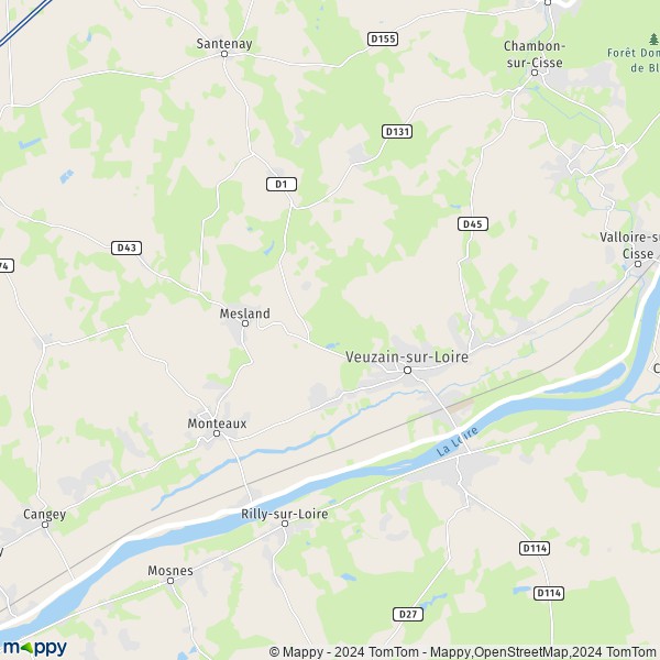 De kaart voor de stad Veuzain-sur-Loire 41150