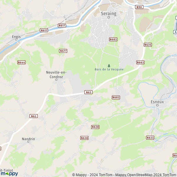 De kaart voor de stad 4120-4122 Neupré