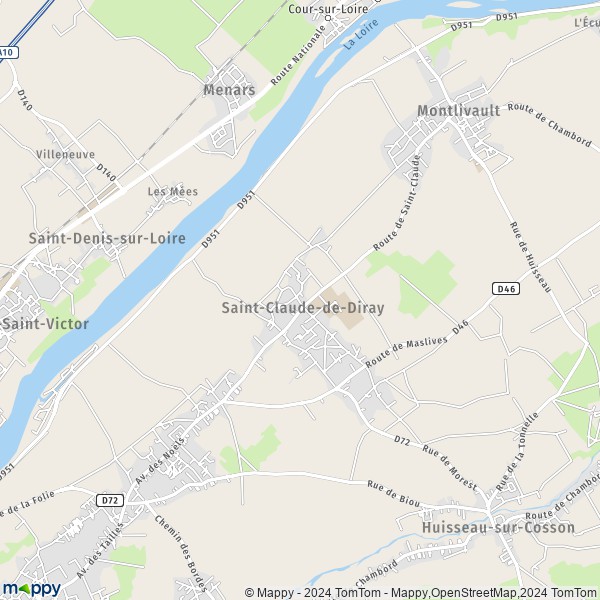 De kaart voor de stad Saint-Claude-de-Diray 41350