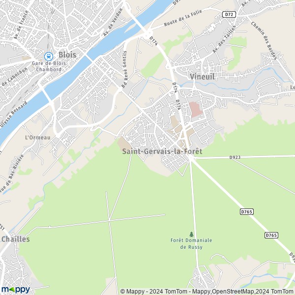 De kaart voor de stad Saint-Gervais-la-Forêt 41350