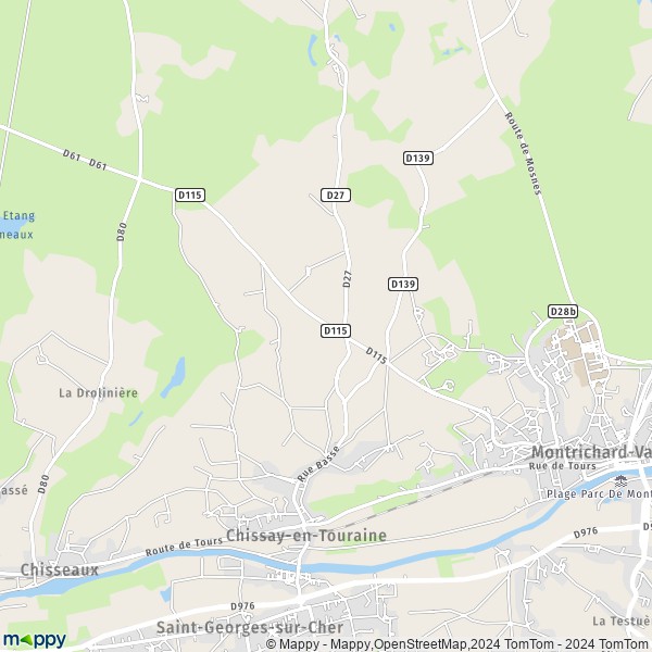 De kaart voor de stad Chissay-en-Touraine 41400