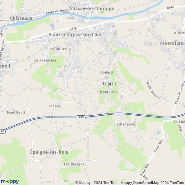 De kaart voor de stad Saint-Georges-sur-Cher 41400