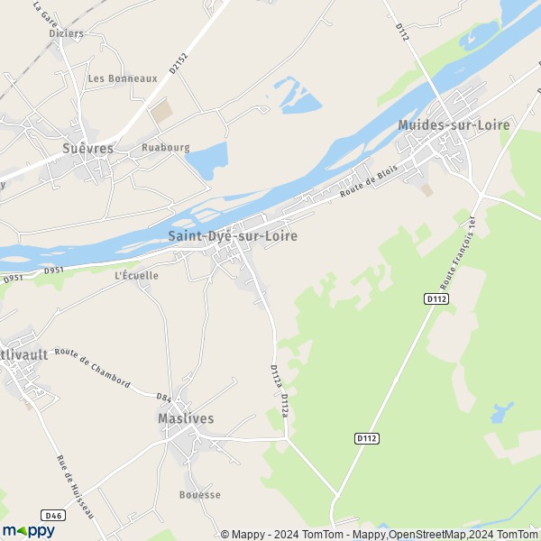 De kaart voor de stad Saint-Dyé-sur-Loire 41500
