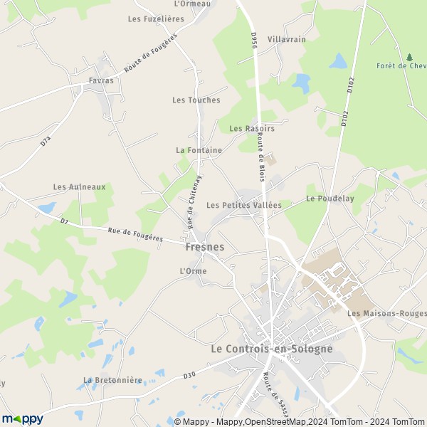 De kaart voor de stad Fresnes 41700