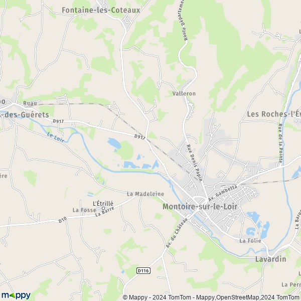 De kaart voor de stad Montoire-sur-le-Loir 41800