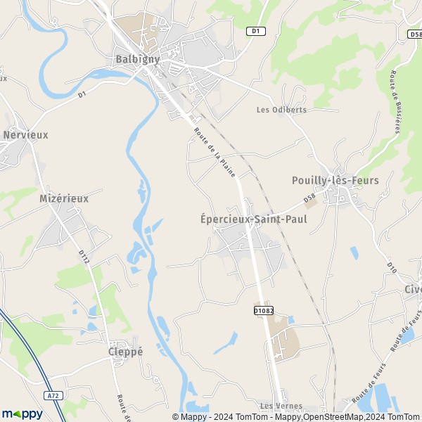De kaart voor de stad Épercieux-Saint-Paul 42110