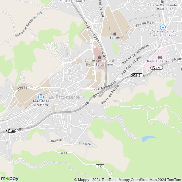 De kaart voor de stad La Ricamarie 42150