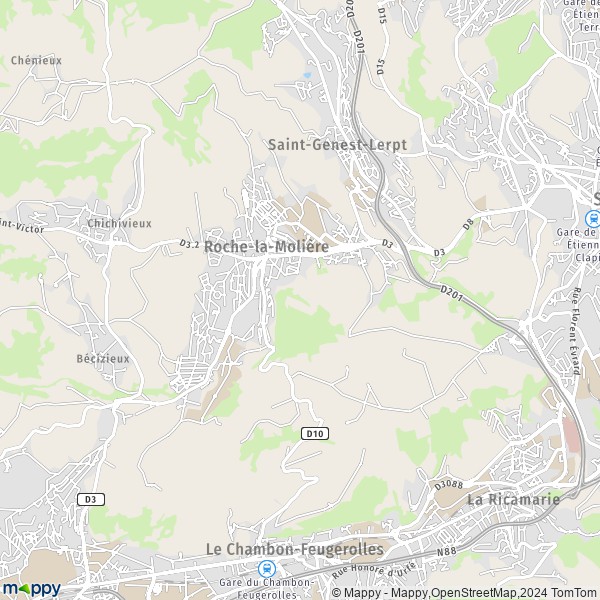De kaart voor de stad Roche-la-Molière 42230