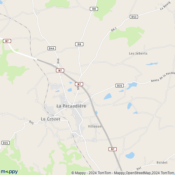 De kaart voor de stad La Pacaudière 42310