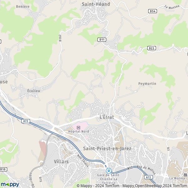De kaart voor de stad L'Étrat 42580