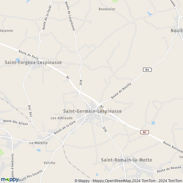 De kaart voor de stad Saint-Germain-Lespinasse 42640
