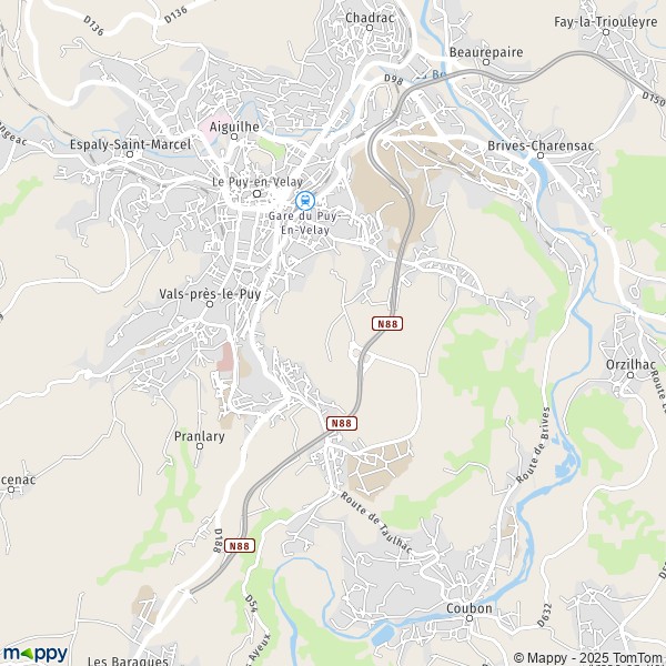 De kaart voor de stad Le Puy-en-Velay 43000