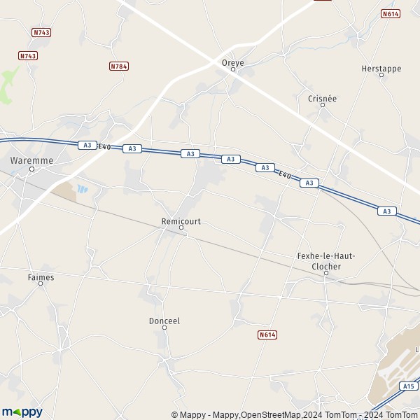 De kaart voor de stad 4350-4351 Remicourt