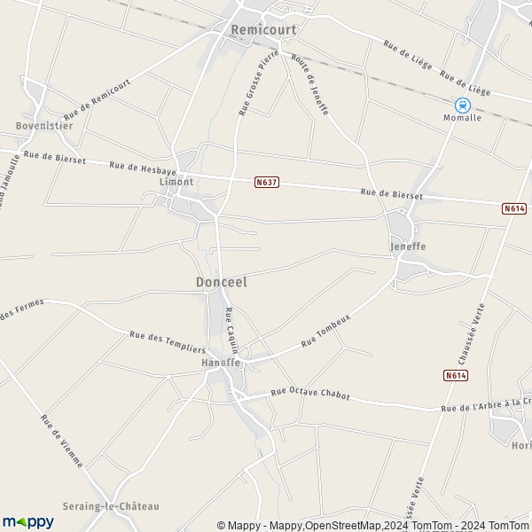 De kaart voor de stad 4357 Donceel