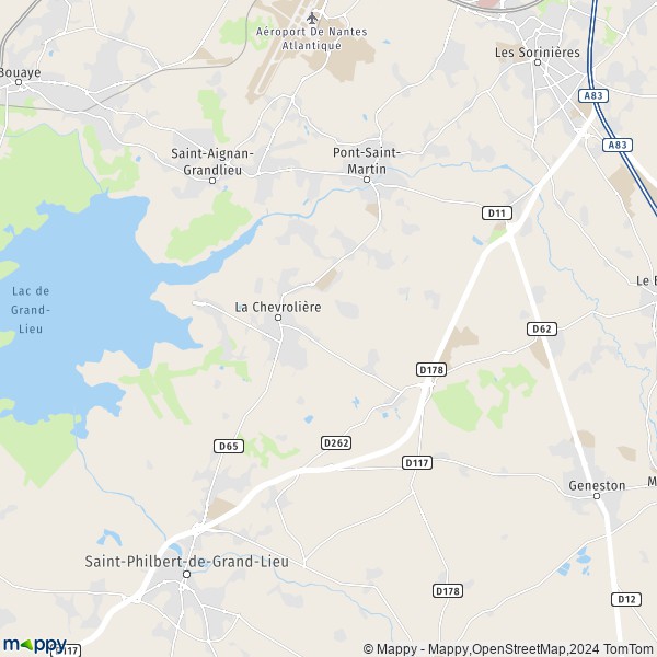 De kaart voor de stad La Chevrolière 44118