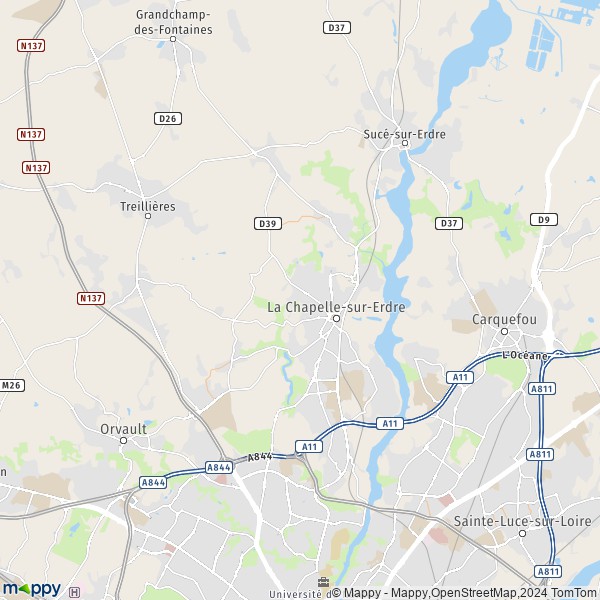 De kaart voor de stad La Chapelle-sur-Erdre 44240