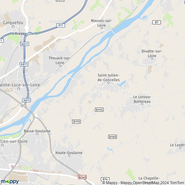 De kaart voor de stad Saint-Julien-de-Concelles 44450