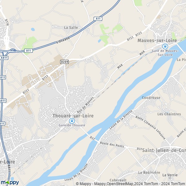 De kaart voor de stad Thouaré-sur-Loire 44470