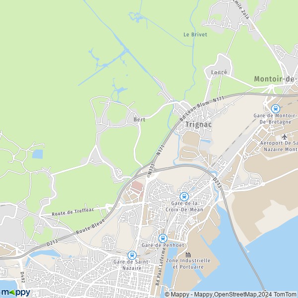 De kaart voor de stad Trignac 44570