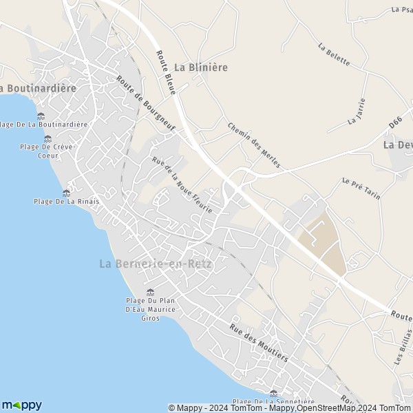 De kaart voor de stad La Bernerie-en-Retz 44760