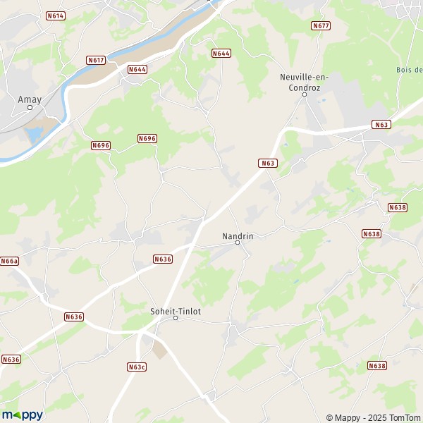 De kaart voor de stad 4480-4550 Nandrin