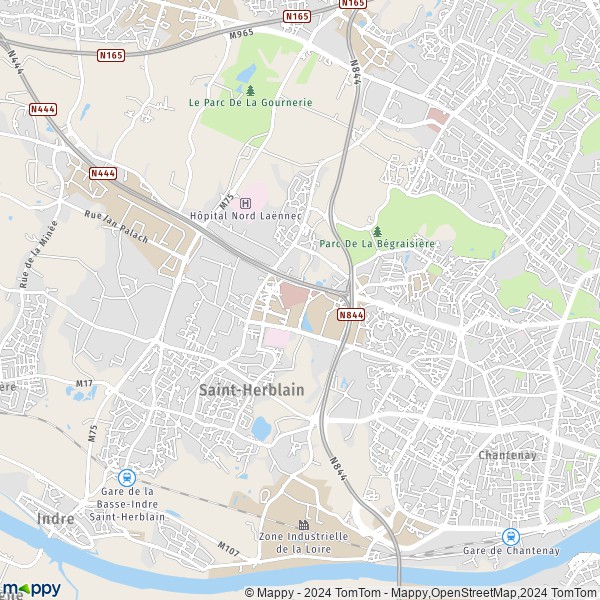 De kaart voor de stad Saint-Herblain 44800