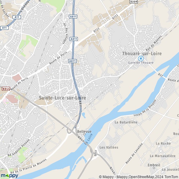 De kaart voor de stad Sainte-Luce-sur-Loire 44980