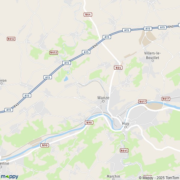 De kaart voor de stad 4500-4520 Wanze