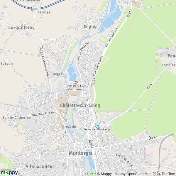 De kaart voor de stad Châlette-sur-Loing 45120
