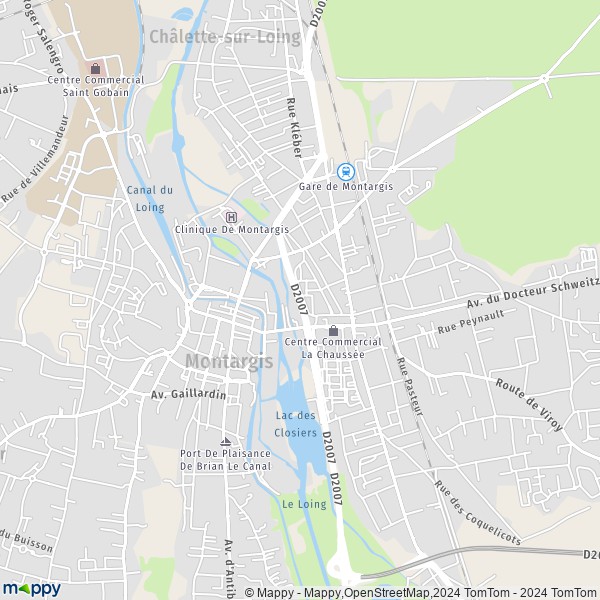 De kaart voor de stad Montargis 45200