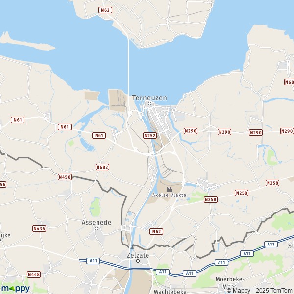 De kaart voor de stad Terneuzen 4521-4581