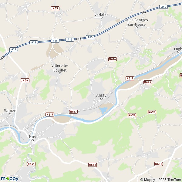De kaart voor de stad 4530-4540 Amay
