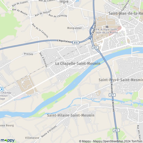 De kaart voor de stad La Chapelle-Saint-Mesmin 45380