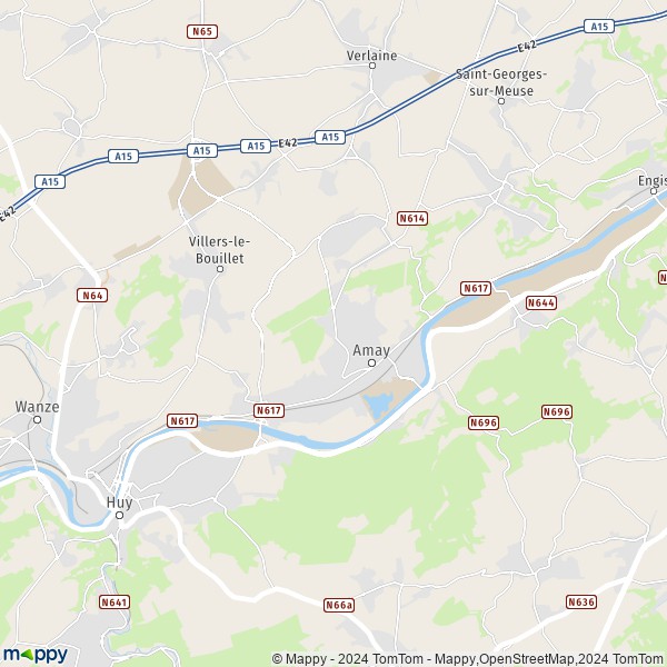 De kaart voor de stad 4540 Amay