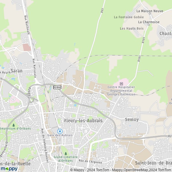 De kaart voor de stad Fleury-les-Aubrais 45400