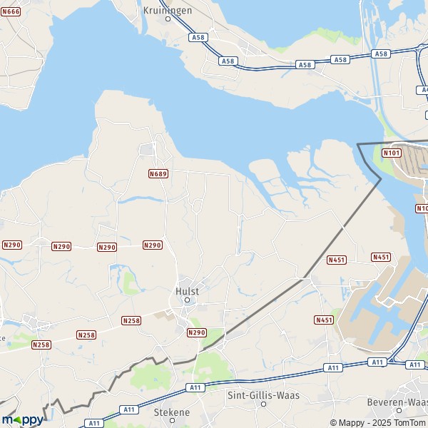 De kaart voor de stad Hulst 4561-4589