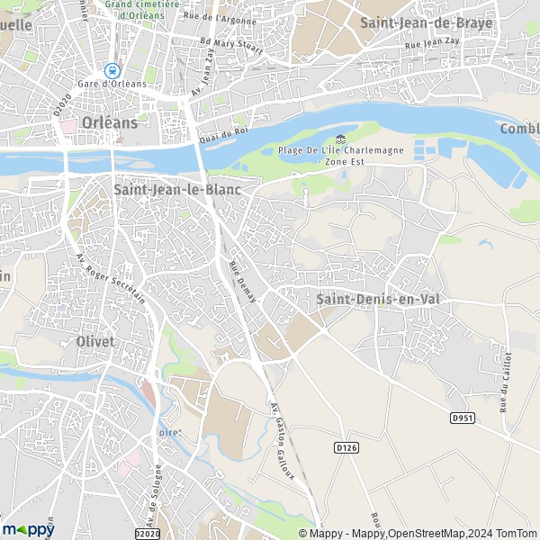 De kaart voor de stad Saint-Jean-le-Blanc 45650
