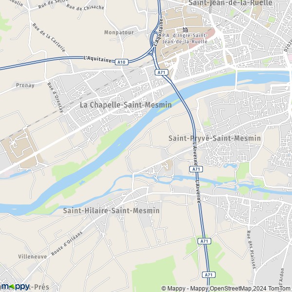 De kaart voor de stad Saint-Pryvé-Saint-Mesmin 45750
