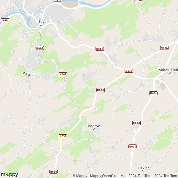 De kaart voor de stad 4577 Modave