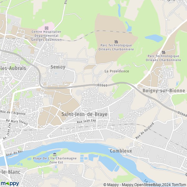 De kaart voor de stad Saint-Jean-de-Braye 45800