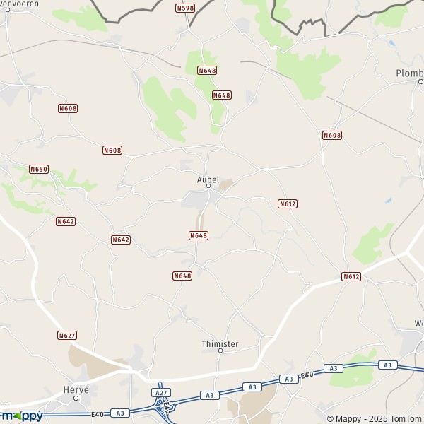 De kaart voor de stad 4608-4880 Aubel