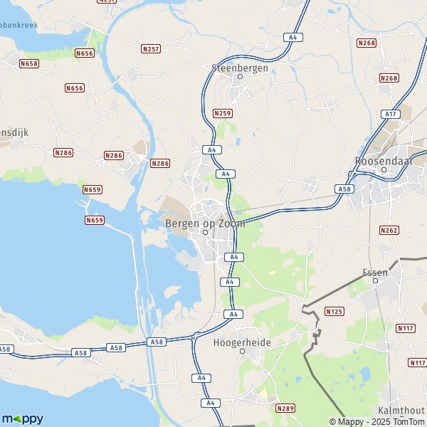 De kaart voor de stad Bergen op Zoom 4611-4664