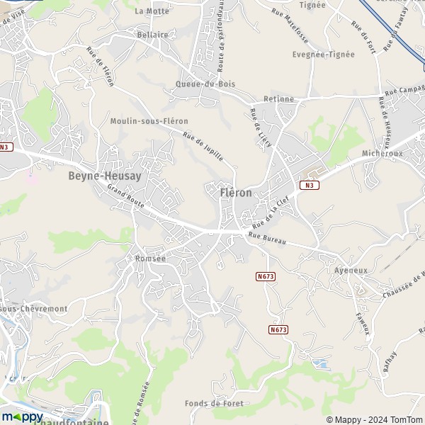 De kaart voor de stad 4620-4624 Fléron