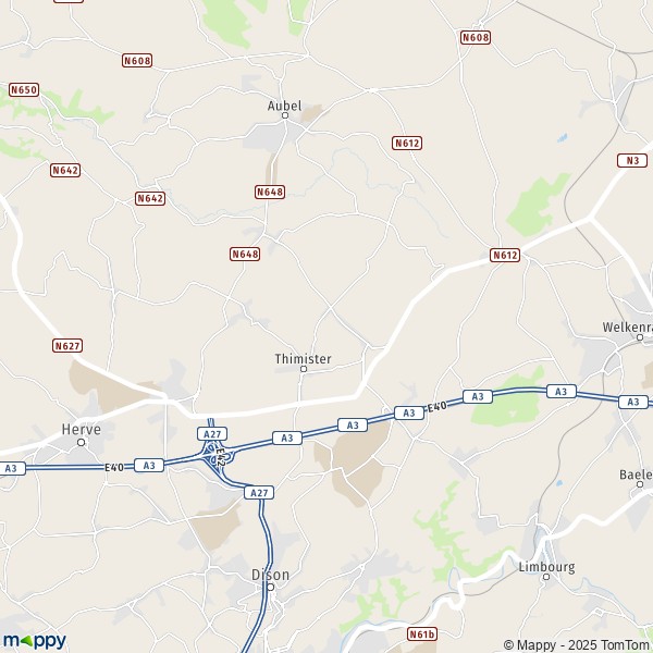 De kaart voor de stad 4650-4890 Thimister-Clermont