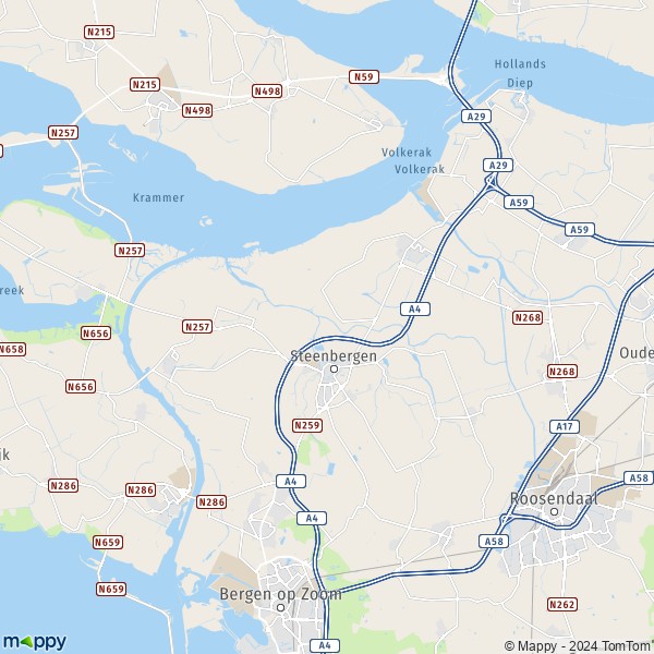 Plattegrond Steenbergen : kaart van Steenbergen (4651) en praktische info