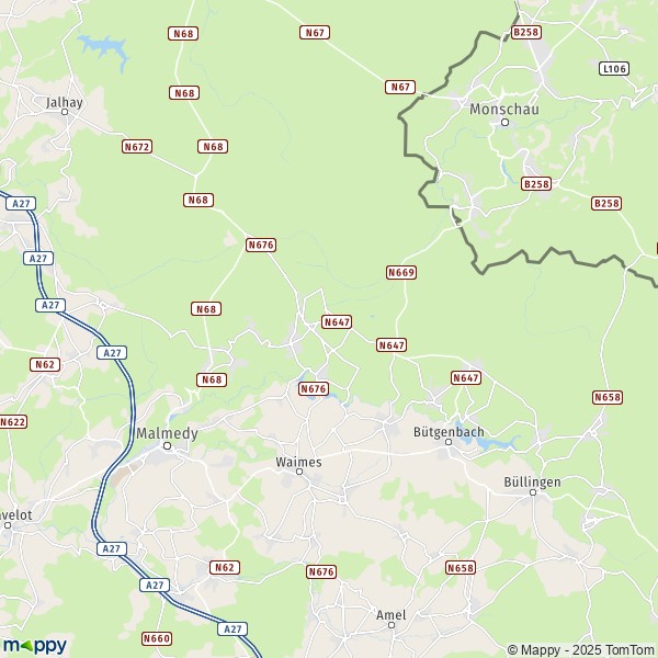 De kaart voor de stad 4700-4960 Waimes